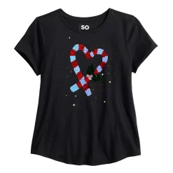 Girls 6-20 SO® Favorite Graphic Flippy Tee in Regular & Plus 48 Girls 6-20 SO® Favorite Graphic Flippy Tee in Regular & Plus -Cheap SO Store 5578228 Candy Canes