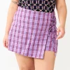 Juniors' Plus Size SO® Plaid Lace-Up Skort