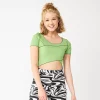Juniors' SO® Cropped Contrast Seam Top