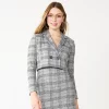 Juniors' SO® Cropped Plaid Button Blazer