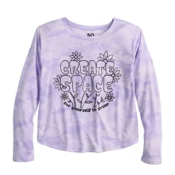 Girls 6-20 SO® Long Sleeve Drop Shoulder Graphic Tee in Regular & Plus