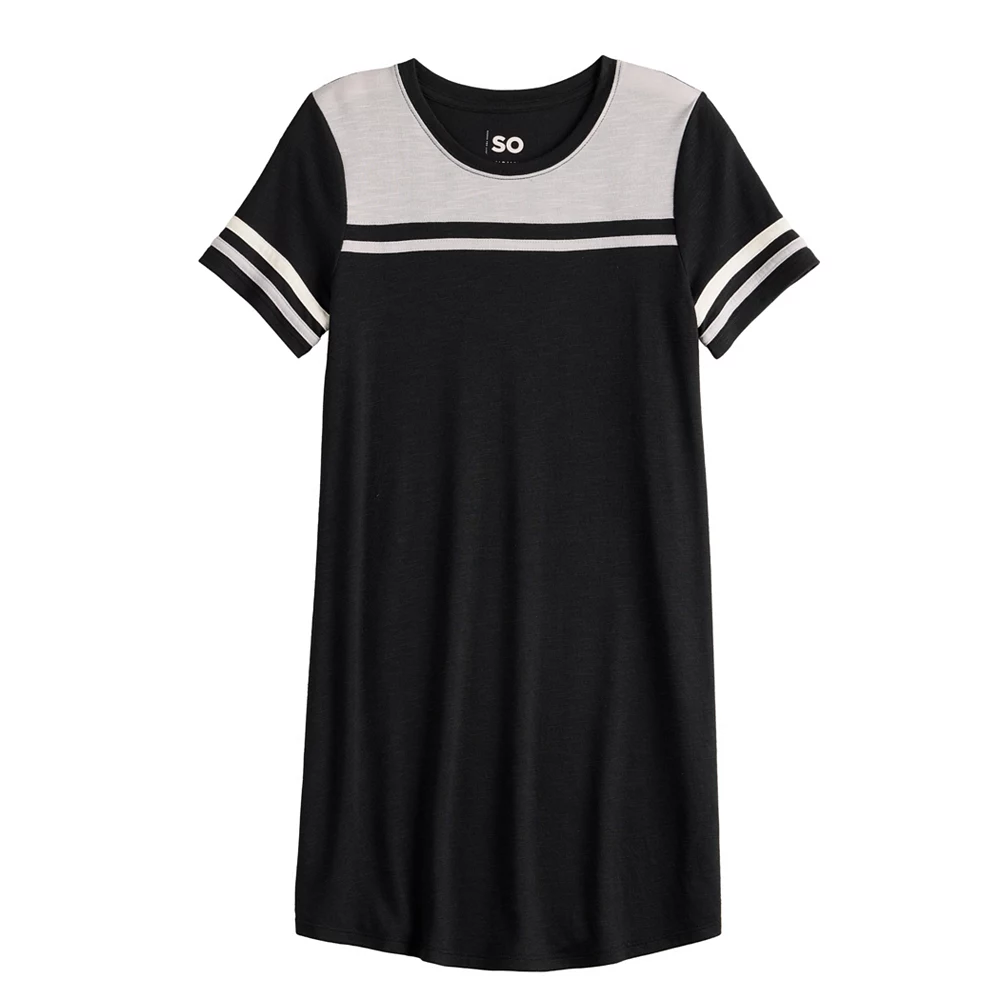 Girls 6-20 SO® Colorblock Varsity Tee Dress in Regular & Plus 4 Girls 6-20 SO® Colorblock Varsity Tee Dress in Regular & Plus - Image 4