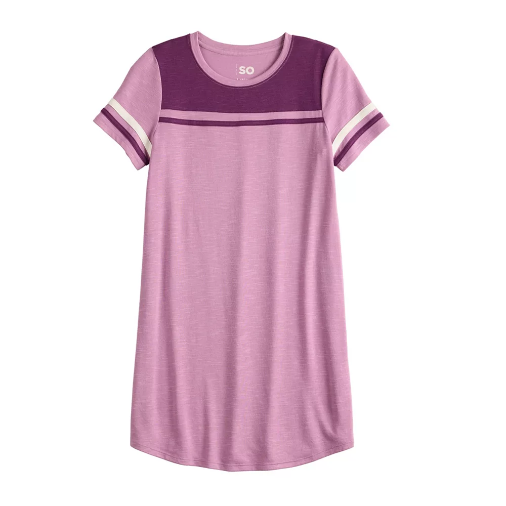 Girls 6-20 SO® Colorblock Varsity Tee Dress in Regular & Plus 1 Girls 6-20 SO® Colorblock Varsity Tee Dress in Regular & Plus