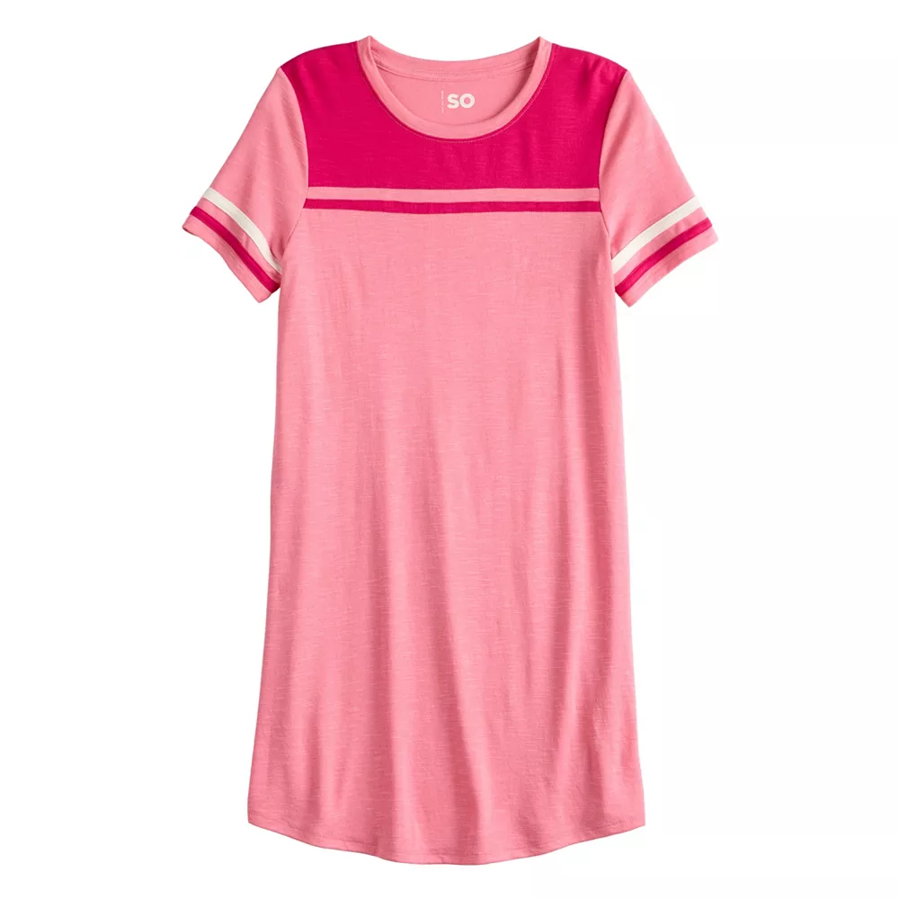 Girls 6-20 SO® Colorblock Varsity Tee Dress in Regular & Plus 2 Girls 6-20 SO® Colorblock Varsity Tee Dress in Regular & Plus - Image 2