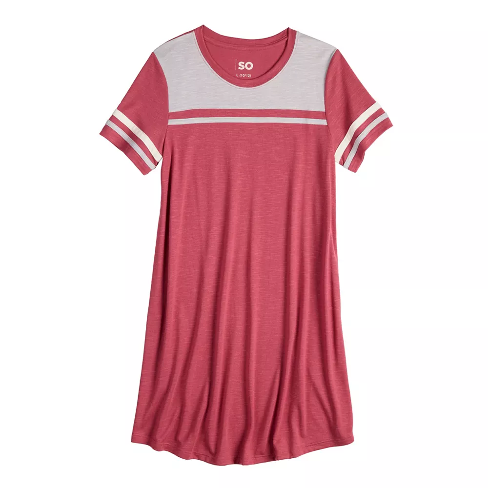 Girls 6-20 SO® Colorblock Varsity Tee Dress in Regular & Plus 5 Girls 6-20 SO® Colorblock Varsity Tee Dress in Regular & Plus - Image 5