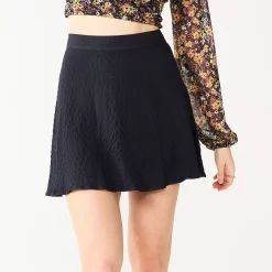 Juniors' SO® Skater Mini Skirt 9 Juniors' SO® Skater Mini Skirt -Cheap SO Store 5582114 Black Luxe