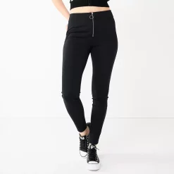 Juniors' SO® High-Rise Ponte Leggings -Cheap SO Store 5583885 Black Zip Front