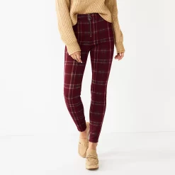 Juniors' SO® High-Rise Ponte Leggings -Cheap SO Store 5583885 Plaid Zip Front