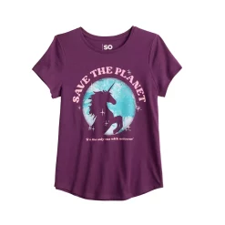 Girls 7-16 SO® Graphic Tee in Regular & Plus -Cheap SO Store 5583951 Unicorn Planet