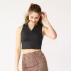 Juniors' SO® Collared Cropped Polo Tank