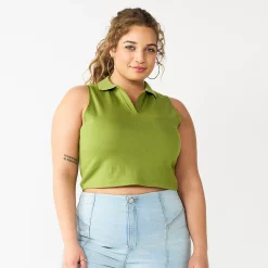 Juniors' Plus Size SO® Cropped Polo Tank