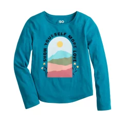 Girls 6-20 SO® Long Sleeve Graphic Tee in Regular & Plus Size -Cheap SO Store 5586016 Teal Scenic
