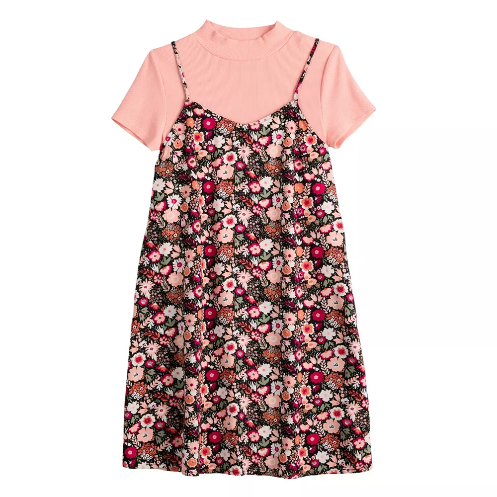 Girls 6-20 SO® Slip Dress & Tee Set in Regluar & Plus Size 4 Girls 6-20 SO® Slip Dress & Tee Set in Regluar & Plus Size - Image 4