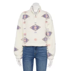 Juniors' SO® Sherpa Quarter-Zip Pullover 20 Juniors' SO® Sherpa Quarter-Zip Pullover -Cheap SO Store 5609880 White Purple Geo