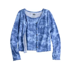 Girls 6-20 SO® Tank Top & Cardigan Set in Regular & Plus 4 Girls 6-20 SO® Tank Top & Cardigan Set in Regular & Plus -Cheap SO Store 5621679 Blue Dye