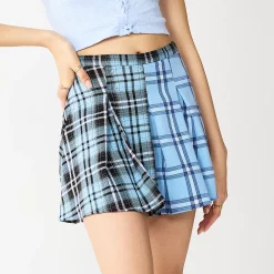 Juniors' SO® Pleated High-Rise Mini Skirt -Cheap SO Store 5636560 Blue Plaid