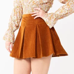 Juniors' SO® Pleated High-Rise Mini Skirt -Cheap SO Store 5636560 Copper Rose Corduroy