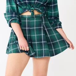 Juniors' SO® Pleated High-Rise Mini Skirt -Cheap SO Store 5636560 Dark Green Plaid