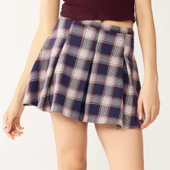 Juniors' SO® Pleated High-Rise Mini Skirt -Cheap SO Store 5636560 Navy White Plaid