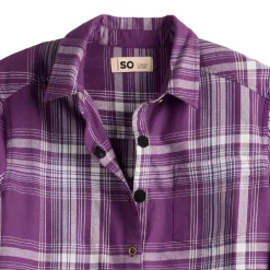 Girls 6-16 SO® Adaptive Easy Dressing Must-Have Plaid Boyfriend Button-Up Shirt -Cheap SO Store 5653236 ALT
