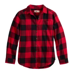 Girls 6-20 SO® Must-Have Flannel Boyfriend Shirt in Regular & Plus Size -Cheap SO Store 5653279 Red Check