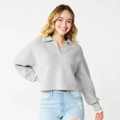 Juniors' SO® Polo Pullover Sweater -Cheap SO Store 5653489 Gray Fox Heather