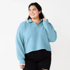 Juniors' Plus Size SO® Polo Pullover Sweater -Cheap SO Store 5653768 Ultimate Gray