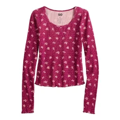 Juniors' SO® Basic Cropped Thermal Tee -Cheap SO Store 5663757 ALT5