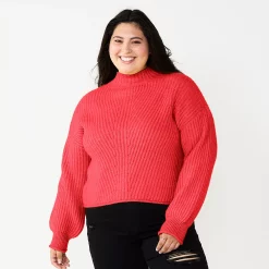 Juniors' Plus Size SO® Mockneck Sweater -Cheap SO Store 5666305 Gushing Lava