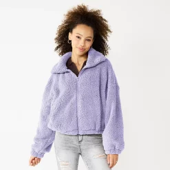 Juniors' SO® Sherpa Full Zip Jacket -Cheap SO Store 5679058 Larue Lavendar
