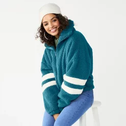 Juniors' SO® Sherpa Full Zip Jacket -Cheap SO Store 5679058 Mystery Teal
