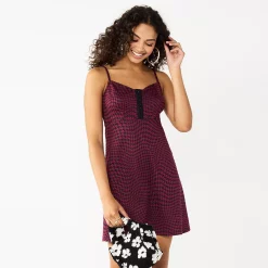 Juniors' SO® Hook & Eye Mini Dress -Cheap SO Store 5685007 Wine Houndstooth