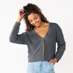 Juniors' SO® Cropped Button-Front Cardigan -Cheap SO Store 5685552 Forgd Iron