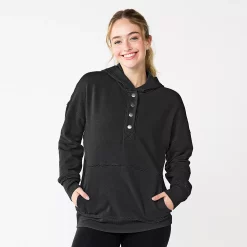 Juniors' SO® 1/4 Snap Hoodie 19 Juniors' SO® 1/4 Snap Hoodie -Cheap SO Store 5698035 Black Luxe