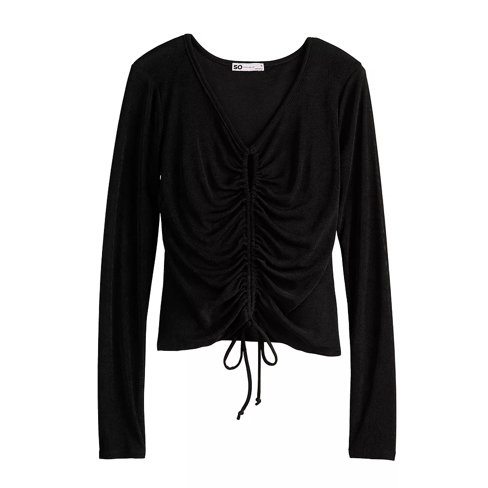 Juniors' SO® Solid Ruched Cutout Top 4 Juniors' SO® Solid Ruched Cutout Top - Image 4