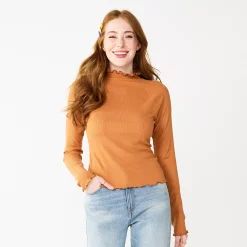Juniors' SO® Cozy Mockneck Top -Cheap SO Store 5703731 Cedar Brown