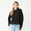 Juniors' SO® Cropped Mockneck Spacedye Sweater