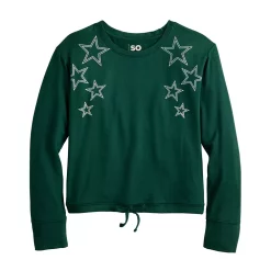 Girls 6-20 SO® Cozy Cinch Hem Tee in Regular & Plus Size -Cheap SO Store 5708326 Green Star