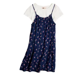 Girls 6-20 SO® Tank Dress & Tee Set in Regular & Plus Size 7 Girls 6-20 SO® Tank Dress & Tee Set in Regular & Plus Size -Cheap SO Store 5716938 Navy Ditsy Floal