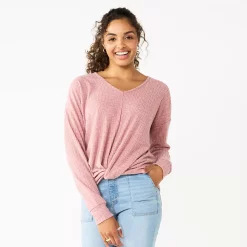 Juniors' SO® Ribbed Front Twist Top -Cheap SO Store 5736217 Virginia Mauve