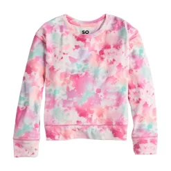 Girls 7-16 SO Cozy Velour Pullover Crewneck in Regular & Plus Size -Cheap SO Store 5748183 Pink Cloud