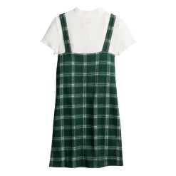 Girls 6-20 SO® Short Sleeve Mock Neck Top & Plaid Mini Shift Dress Set in Regular & Plus -Cheap SO Store 5758909 ALT