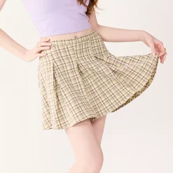 Juniors' SO® Pleated High-Rise Mini Skirt 12 Juniors' SO® Pleated High-Rise Mini Skirt -Cheap SO Store 5858747 Yellow Brown Plaid