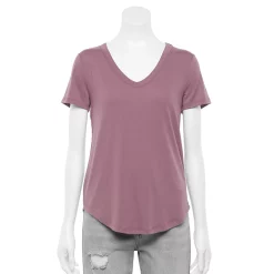 Juniors' SO® Favorite V-Neck Short Sleeve Tee -Cheap SO Store 6142412 Muted Plum