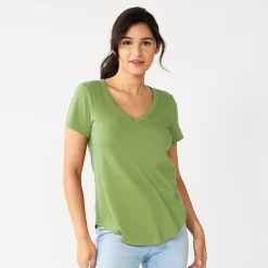 Juniors' SO® Favorite V-Neck Short Sleeve Tee -Cheap SO Store 6142412 Walace Green