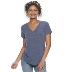 Juniors' SO® Favorite V-Neck Short Sleeve Tee -Cheap SO Store 6171841 Moonwalk Heather Navy
